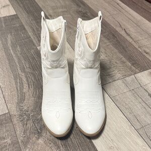 White Western Ankle Boots